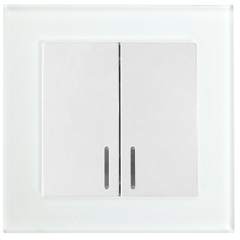 Выключатель 2-клавишный c индикатором, STEKKER, GLS10-7002-01, 250В, 10А, серия Катрин, белый