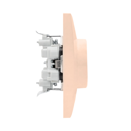 Валенсия Розетка 2-местная с/з 16А кремовая с защ, штор, EKF