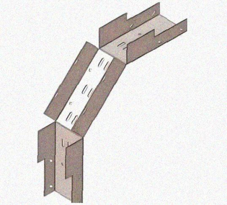 Лоток замковый перфорированный КСЗ 100х65-90 УХЛ1 для поворота трассы вниз на 90, горячее цинкование, S1,5