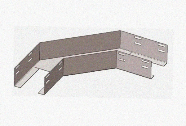 Лоток угловой перфорированный КГ 200х65-90 УХЛ1 поворот на 90, оцинкованный лист S1,0