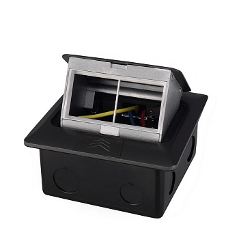 Выдвижной горизонтальный модуль RocketSocket в пол для розеток Livolo 2 поста, темно-серый