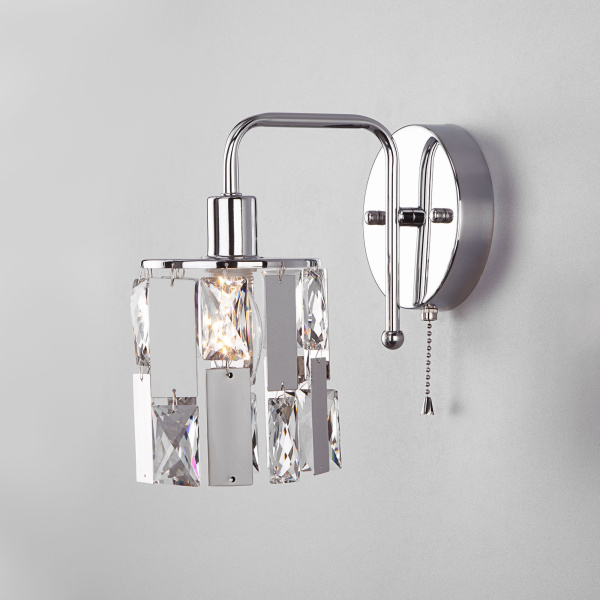 Бра с хрусталем 1*E14 60Вт хром IP20 Scoppio (10101/1 хром) Eurosvet