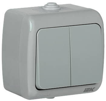 Выключатель 2-клавишный для ОУ ВС-20-2-0-А 10А IP54 AQUATIC IEK