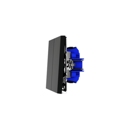 Выключатель с самовозвратом встраиваемый Voltum S70 двухклавишный 10А, (черный матовый)