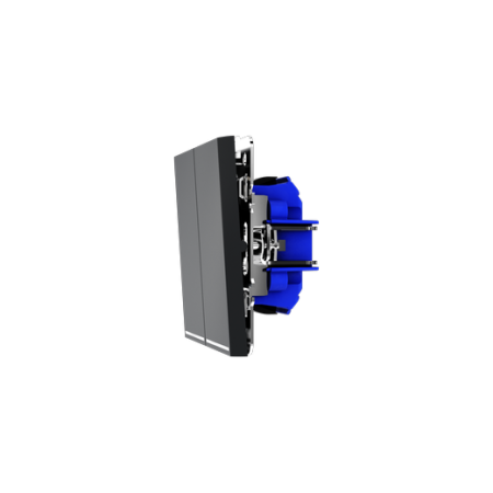 Проходной переключатель встраиваемый Voltum S70 двухклавишный с подсветкой 10А, (графит)