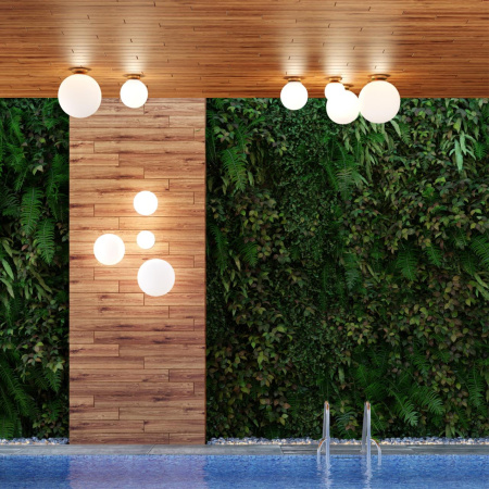 Потолочный св-к IP44 E27 LED max 5W BOSCO золотист/металл/белый/акрил ODEON LIGHT