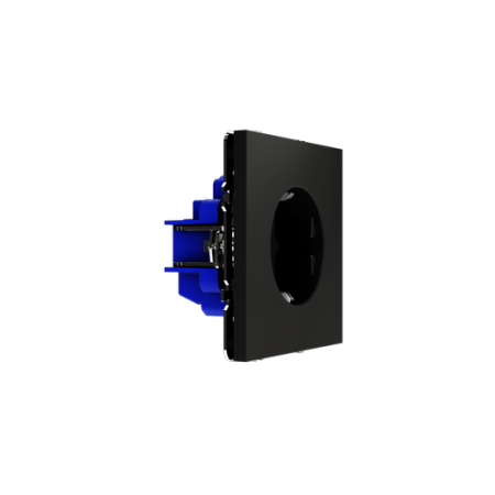 Розетка встраиваемая Voltum S70 с заземлением и защитными шторками, 16А, (черный матовый)
