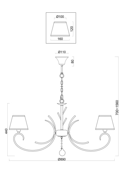 Люстра 8*E14 40Вт Матовое Золото IP20 Gisela FR2013PL-08G Freya