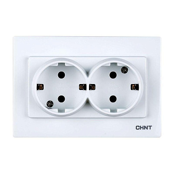 Розетка 2-местная с заземляющим контактом 16А 250В рамочная CHINT