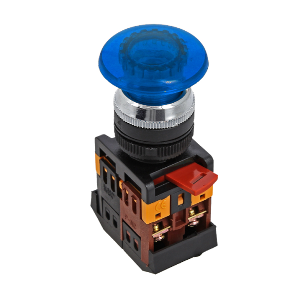 Кнопка AELA-22 синяя с подсветкой NO+NC 220В Грибок PROxima EKF