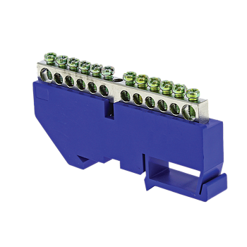 Шина "0" N (6x9мм) 12 отв, цинк синий изолятор на DIN-рейку PROxima EKF