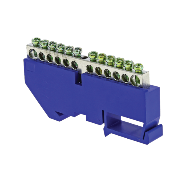 Шина "0" N (6x9мм) 12 отв, цинк синий изолятор на DIN-рейку PROxima EKF