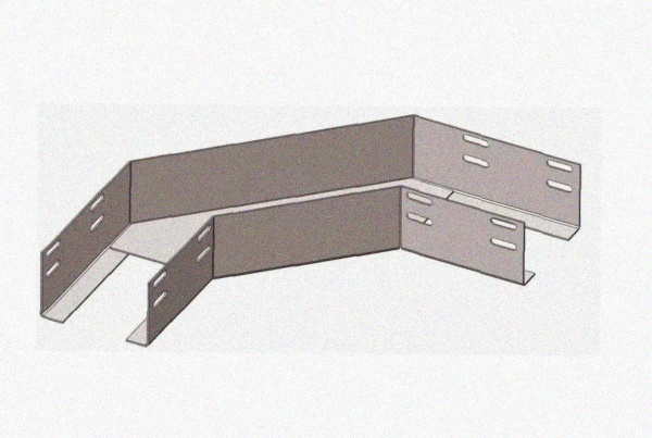 Лоток угловой перфорированный КГ 200х150-135 УТ1,5 поворот на 135, оцинкованный лист S1,5