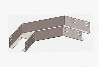 Лоток угловой глухой КГГ 200х100-135 УТ1,5 поворот на 135, оцинкованный лист S1,5
