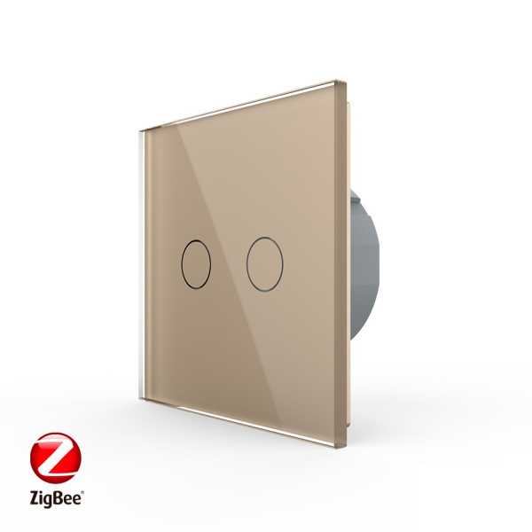 Сенсорный выключатель ZigBee (Wi-Fi) 2 клавиши 1 пост Золотой Livolo