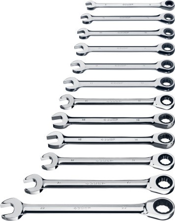 Набор комбинированных гаечных ключей трещоточных 12 шт, 8 - 22 мм, ЗУБР