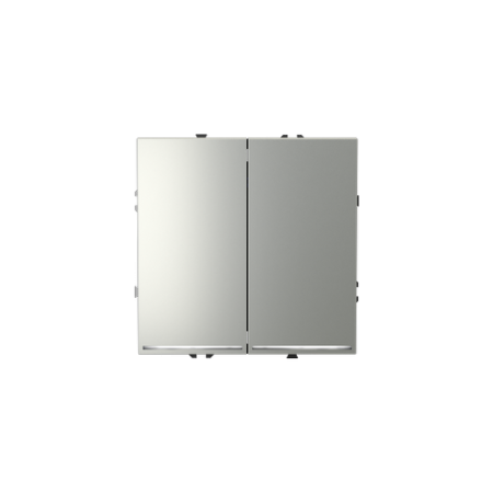 Проходной переключатель встраиваемый Voltum S70 двухклавишный с подсветкой 10А, (сталь)