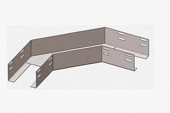 Лоток угловой перфорированный КГ 150х65-90 У3 поворот на 90, окрашенный, S1,5
