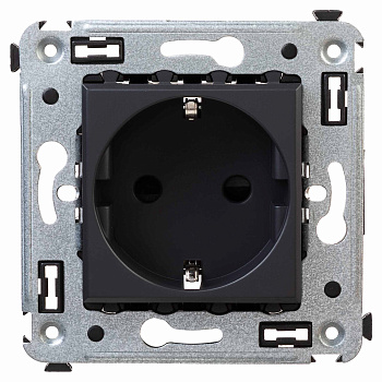 Розетка в стену, 2P+E, с з/ш, "Avanti", "Черный матовый" DKC