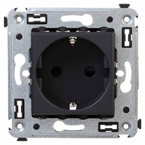 Розетка в стену, 2P+E, с з/ш, "Avanti", "Черный матовый" DKC