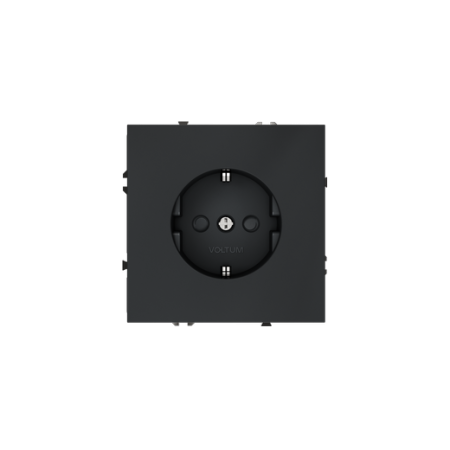 Розетка встраиваемая Voltum S70 с заземлением и защитными шторками, 16А, (графит)