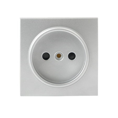 Валенсия Лицевая панель розетки 1-местной б/з 10 А сталь с защ, штор, EKF