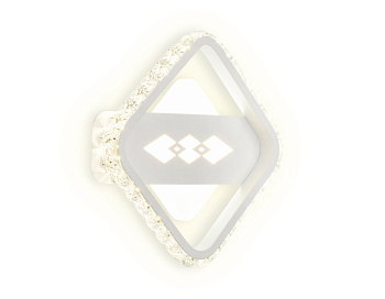 Настенный светодиодный светильник с хрусталем FA225 WH белый LED 6400K+3000K/4200K 24W 200*200*40 Ambrella Light