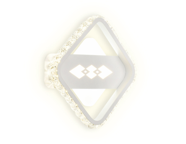 Настенный светодиодный светильник с хрусталем FA225 WH белый LED 6400K+3000K/4200K 24W 200*200*40 Ambrella Light