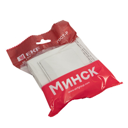 Минск Розетка 1-местная СП с заземлением и крышкой 16А белая с защ, штор, EKF