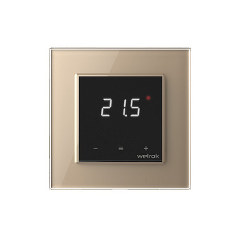 Терморегулятор Welrok LIS для рамки LIVOLO с сенсорным управлением, датчик пола 3 м, цвет черный с золотой рамкой
