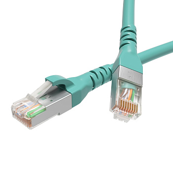 Патч-корд экранированный CAT6A S/FTP 4х2, LSZH, бирюзовый, 10.0 м DKC