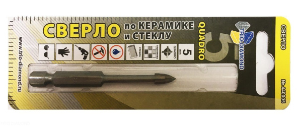 Сверло по керамике и стеклу квадро 5мм 440005 Trio-Diamond
