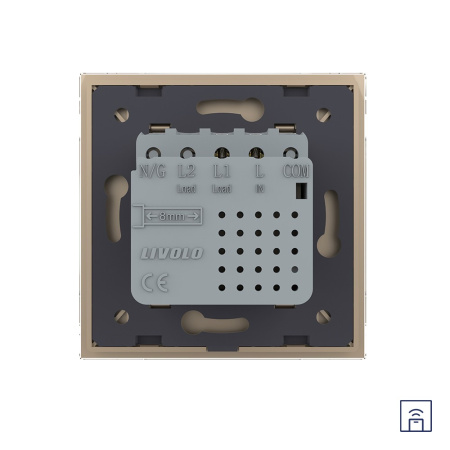 Одноклавишный сенсорный выключатель Module с функцией радиоуправления, цвет золотой Livolo