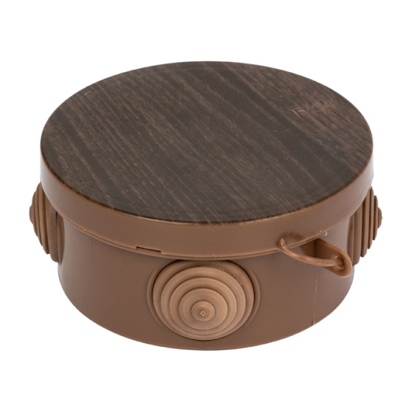 Коробка распределительная КМР-040-039 с крышкой (85х40) 4 мембранных ввода тёмное дерево IP54 PROxima EKF