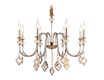 Подвесная люстра с хрусталем TR4957/8 FGD/TI золото/янтарь E14*8 max 40W D712*625 Ambrella Light