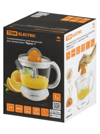 Соковыжималка электрическая для цитрусовых "Фреш 1", 40 Вт, 1 л, оранжевая, TDM