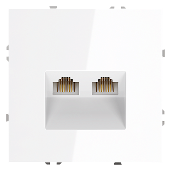 Розетка компьютерная встраиваемая Voltum S70 двойная RJ45+RJ45 КАТ.6, (белый глянцевый)