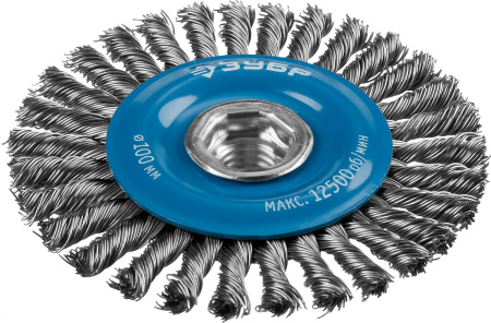 Профессионал. Щетка дисковая для УШМ, плетеные пучки стальной проволоки 0,5мм, 100ммхМ14 ЗУБР