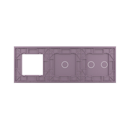 Панель для двух сенсорных выключателей и розетки, 3 клавиши (2+1), цвет розовый, стекло Livolo