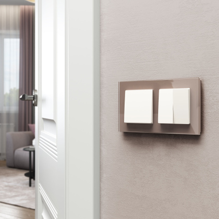 Favorit Рамка на 2 поста (латте, стекло) Werkel