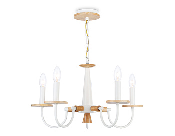 Светильник подвесной TR9592/5 WH/LW белый/светлое дерево E14/5 max 40W D555*660 Ambrella Light