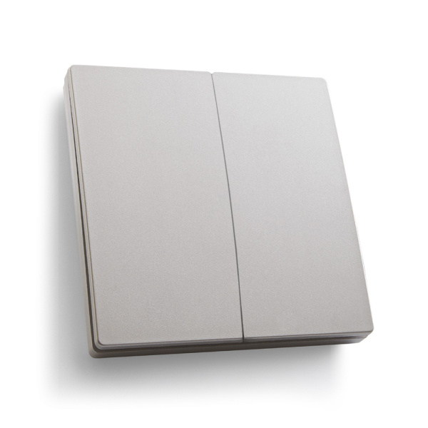 Кнопка-выключатель беспроводной FERON, TM82 230V, 500W, двухклавишный, серебро