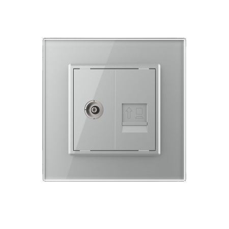 Розетка ТВ/КОМП RJ-45 Серая Livolo