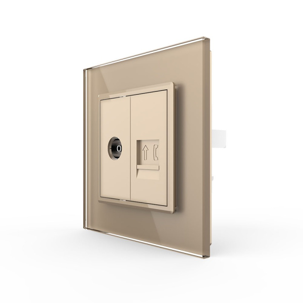 Розетка ТВ/ТЛФ Золотая Livolo