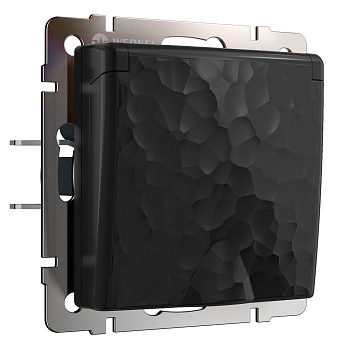 Розетка влагозащ. с зазем. с защит. крышкой и шторками (черный) Hammer СУ IP44 Werkel