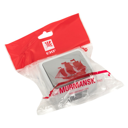 Мурманск Выключатель 1 -клавишный с индикатором 10А IP54 серый EKF