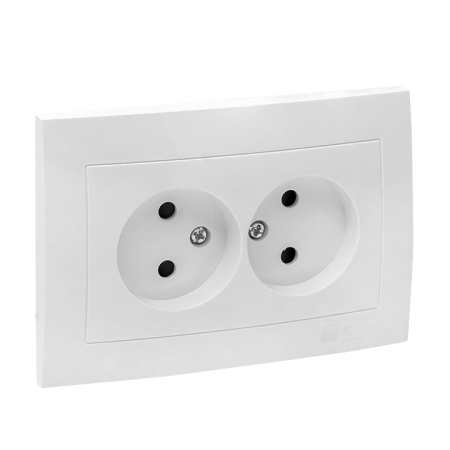 Валенсия Розетка 2-местная б/з 10А белая с защ, штор, EKF