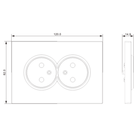 Donel S08 серый графит накладка для розетки 2-й без заземления, со шторками 16A 250 В~,серия DB