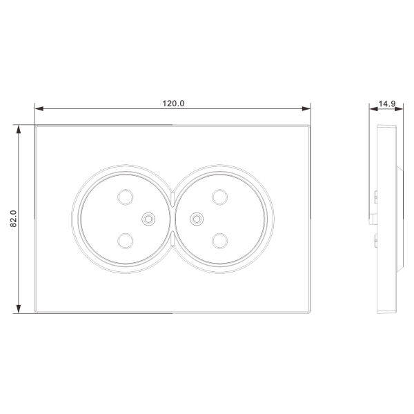 Donel S08 серый графит накладка для розетки 2-й без заземления, со шторками 16A 250 В~,серия DB