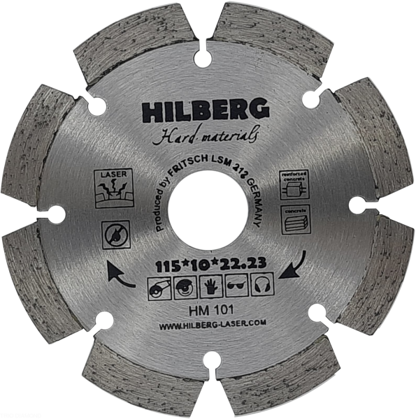Диск алмазный отрезной 115*22,23 Hard Materials Лазер HM101 Hilberg